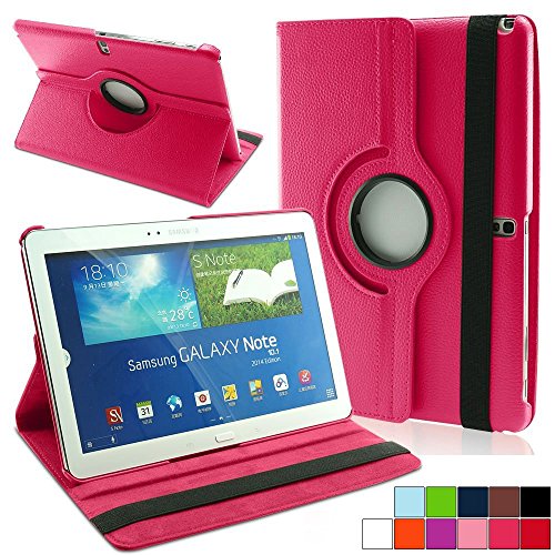 COOVY® 360° ROTATION COVER FÜR SAMSUNG GALAXY NOTE 10.1 EDTION 2014 SM-P6000 SM-P6010 SM-P6050 SM-P600 SM-P601 SM-P605 SMART HÜLLE TASCHE ETUI CASE SCHUTZ STÄNDER Farbe hotpink