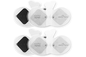 Easy@Home Wireless Tens Unit Self Stick Carbon Electrode Pads, 4 Pack 6.5 x 3 Reusable Pads - Non Irritating Design