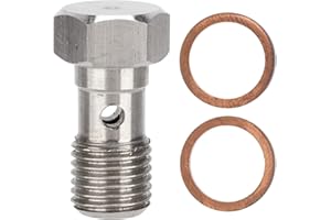 AQXREIGHT Boulon Banjo, 7/16 Po X 20 UNF Boulon Banjo en Acier Inoxydable 25 Mm de Long Adaptateur de Raccord de Frein avec 2 Rondelles