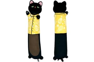 Terbaik Oreiller Peluche Chat Noir de 85cm Long, Jouets en Peluche Chat Douce, Kawaii Peluche Chat Coussin pour Enfant dès 3 Ans