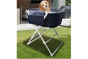 Bartuke Baignoire pour Chien, Baignoire surélevée pour Chat/Chien, Baignoire Portable Pliable avec Support et Table de Douche pour Petits et Moyens Chiens et Chats, intérieur et extérieur, Bleu