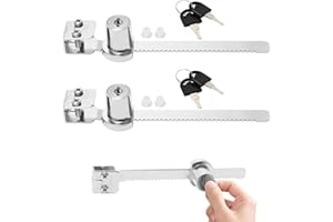 FCAECY 2 Pas Reptile Vivarium Lock, Terrarium Showcase Lock, Sliding Glass Door Lock with Key, Ratchet Cabinet Locks, Display Cabinet Locks