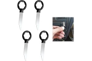 DEWFIGS ㅤ 4 x uniwersalny klucz do radia samochodowego, narzędzia do demontażu radia samochodowego ze stali nierdzewnej, kompatybilne z VW Seat, Skoda do systemów stereo 2 DIN, trwałość i profesjonalna