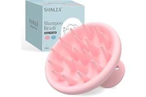 SHINLEA Brosse Massage Cuir Chevelu, Brosse de shampooing en silicone souple, Humide Sec Masseur de cuir chevelu tete pour Nettoyage, Exfoliation, Stimuler la Croissance des Cheveux Rose