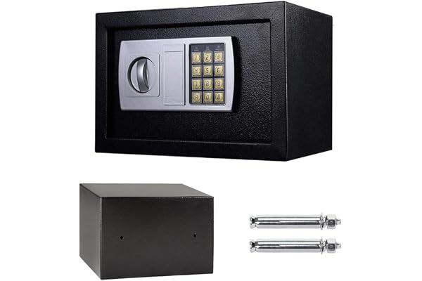 8,5L Coffre Fort, Meubles Coffre-fort avec Serrure à Combinaison, 2 Clés d'urgence, coffre fort mural Pour la maison, Hôtel, Boulons de Verrouillage en Acier, 31x20x20cm, Noir