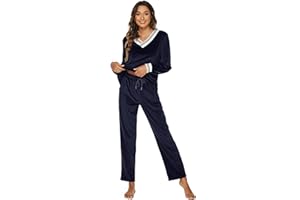 Ietaoo Velours Survêtements Femme Ensemble de Pyjama 2 Pièce Sportswear Jogging Hiver Col en V Sweatshirt et Pantalon Sweat Suit Tenue Sport Ensemble Vêtements de Nuit