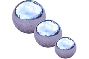 KKSTY Stainless Steel Gazing Ball Mixed Size Mirror Polished Hollow Ball Reflective Garden Sphere, Floating Pond Balls Seamless Gazing Globe for Home Garden Decorations (100mm+120mm+150mm)