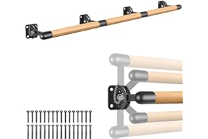 Dolibest Oszczędność miejsca, barra baletowa 3 m, montowana na ścianie, tradycyjny drewniany system baletowy do rozciągania / tańca do domowego sprzętu treningowego, regulacja wysokości dla dzieci i dorosłych