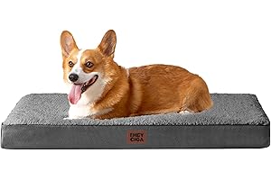EHEYCIGA Cama Perros Grande Ortopédica, 89x58x9cm Colchon Perro con Espuma De Caja De Huevos, Colchoneta Perro Lavable, Dog Bed, Gris