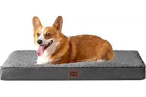 EHEYCIGA Cama Perros Grande Ortopédica, 89x58x9cm Colchon Perro con Espuma De Caja De Huevos, Colchoneta Perro Lavable, Dog Bed, Gris