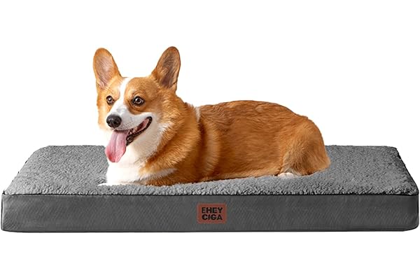 EHEYCIGA Panier Chien Orthopedique, Coussin Chien Dehoussable Lit pour Chiens Lavable, Tapis Epais pour Chiens Grande Taille, Matelas, Gris, 89x58x9cm
