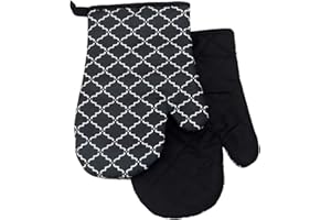 ‎EUROMAT 2 TLG. Set Topfhandschuhe mit Magnet Grillhandschuhe Backhandschuhe Ofenhandschuhe Kochhandschuhe Küchenhandschuhe Clover K3290A- Schwarz Weiss