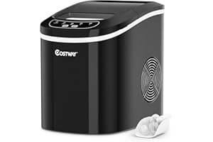 COSTWAY Fabbricatore di Ghiaccio 12kg/24h, Macchine per Cubetti di Ghiaccio, Produttore per Ghiaccio con Serbatoio 2,2L (Nero)