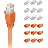 VCE 1st Generation 10 Pcs RJ45 Cat7 Cat6a Connector for Cat7 Cat6a Network Cable Shielded with Guide and Orange Cable Sleeve