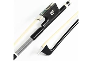Arco de violín de fibra de carbono completo 1/4 Tamaño 55 cm VINGOBOW Nivel avanzado rana de ébano pelo de caballo blanco mongol real cálido tono claro palo recto