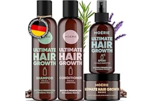 ‎MOERIE MOERIE Shampoo Set - gegen Haarausfall, Conditioner, Haarwachstum Serum & Haarmaske - natürlich Haarwachstum beschleunigen - Veganes Haarwuchsmittel Frauen & Männer - 77 Mineralien (4er-Set)