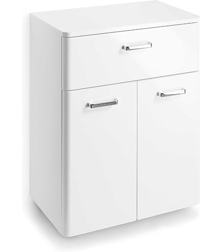 Armoire Murale Salle De Bain Blanc Brillant 53cm - 2 Portes 2 étagères | Meuble Suspendu Design