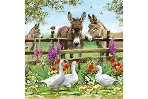 KAXILU 20 serwetek ze zwierzętami na płocie jako dekoracja stołu ze zwierzętami na wiosnę i lato 33 x 33 cm