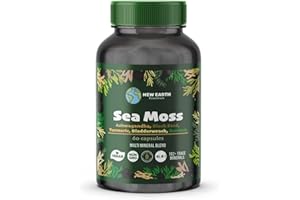 NEW EARTH ORGANIC ESSENTIALS Sea Moss Capsules with Bladderwrack, Ashwagandha, Turmeric, Black Seed, Burdock Root, Manuka Honey, Vitamin C & D3, Apple Cider Vinegar, Dandelion Root, Yellow Dock Root, Elderberry, Chlorophyll