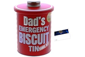 ACL STORES Biscuits Tin Gifts - Dads Emergency Biscuit Tin - Shortbread Biscuits with Chocolate Chips 175g (Red)