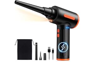 KACNON 【Brushless Motor 150000RPM】 Compressed Air Duster, 3-Gear Dust Blower Electric Air Duster for Computer Cleaning, 7500mAh Battery, 15W Fast Charging, LED Light