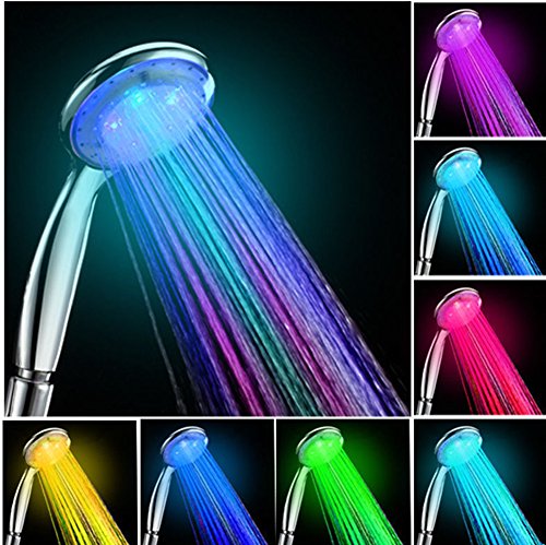 Handbrausen, PYRUS LED Multicolor 7 Farben Wasser leuchten Licht Duschkopf - 5