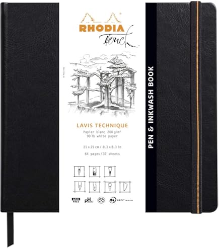 Bloc Rhodia Touch A4+ - Papier Clairefontaine Maya 120g/m² | Réglure Cross Discrète | Idéal Calligraphie, Dessin, Croquis