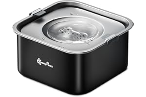 DownyPaws Ciotola Acqua Cane Antigoccia per Piccoli e Medi, 3L Ciotola Antigoccia Cane in Acciaio Inossidabile, Ciotole Acqua Cani Antipolvere e Antiscivolo, Mantiene Pavimento Asciutto (Nero)