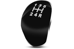 MAGT Car Gear Knob Cover, 5 Gears Gear Knob Cap ABS Car Gear Knob Cover Sticker for Ford Fiesta Focus, Black