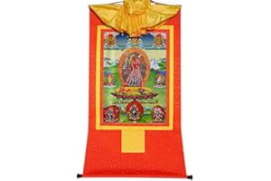 Gandhanra Tibetan Buddhist Thangka Wall Hanging,Vajrayogini Thangka,Naro Khechara,Hot Stamped Brocade Buddhist Tapestry for Zen Home Decor, Meditation, Spiritual Relaxation