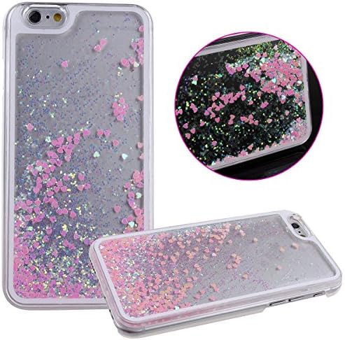 iPhone 5S Glitter Bling Case,iPhone 5 Love Hearts Case Cover,AcenX(TM) 3D Creative Flowing Floating Water Liquid Swimming Small Love Hearts Design Luxury Sparkly Bling Glitter Hard Plastic Transparent Clear Back Hard Shell Protective Case Cover for Apple iPhone 5S 5 (Blue)