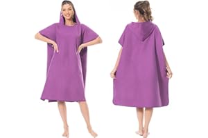 Mokani Peignoir à Langer Serviette en Microfibre Poncho de Surf avec Capuche pour Plage Surf Natation Plongée, Séchage Rapide & Léger, Convient aux Hommes Femmes Adultes (Violet)