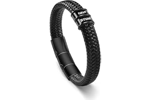 BOCHOI Cadeau Fete des Peres, Bracelet Papa, Bracelet Homme Original en Cuir Idee Cadeau pour Cadeau Anniversaire Bijoux Personnalisé