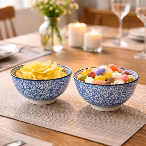 Yuanlity 38 oz Japanese Ramen Bowl Set of 6 - Large 8 Inch Ceramic