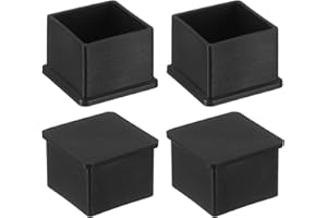 QUARKZMAN Gumowe nakładki na nogi mebli, 4 sztuki, 25 x 25 mm, prostokątne nakładki na nogi krzeseł z krawędziami, osłona podstawy mebli, ochrona podłogi do stołu, krzesła, nóżki maszyny (czarne)