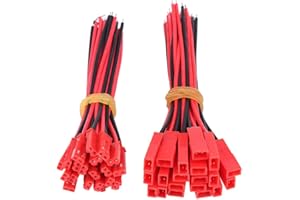 Dilwe 20Pcs JST Cavi Maschio e Femmina 24 AWG Cavo connettore a 2 Pin Compatibile con Batteria RC Lipo