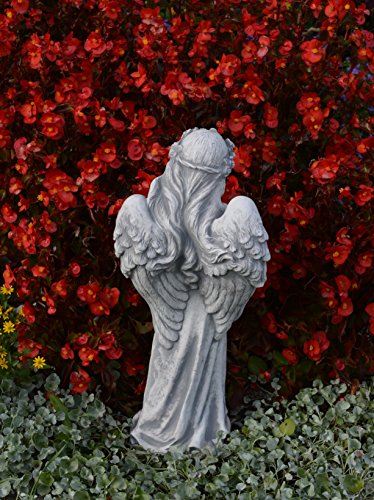 Liebevolle Engel Figur Gartenfigur aus Steinguss frostfest Grabdeko - 4