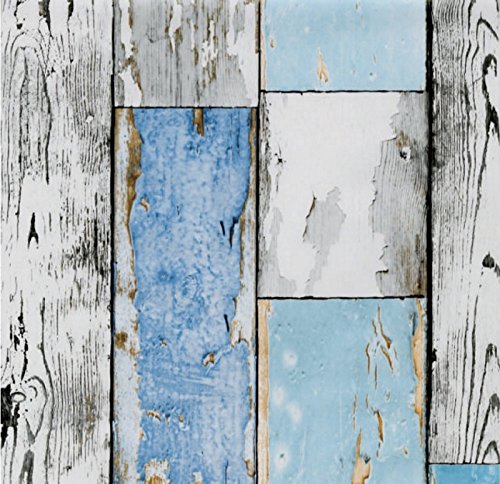 Klebefolie Möbelfolie altes Holz - Scrapwood blue - Dekorfolie Holzoptik 45 x 200 cm - Selbstklebefolie Holzdekor vintage