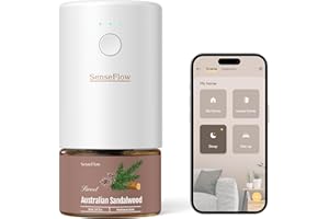 SenseFlow Diffusore di Oli Essenziali Wi-Fi SF101S - Ultrasuoni Senza Acqua Profumatore per Ambienti, 100% Vegetale, Aroma 120 Giorni, LED, Ideale per Casa, Hotel e Studio - Sandalo Australiano