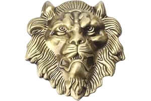 Longcreek Hebilla de cinturón de hombre Leone, Hebilla de cinturón de cabeza de león vikingo nórdico, hebilla de cinturón de animal león punk, hebilla de cinturón de vaquero occidental, dorado, NO