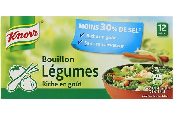 Knorr Bouillon Légumes Réduit en Sel 12 Cubes 109 g