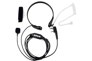 Retevis Talkie Walkie Laryngophone Oreillette Écouteur Casque Compatible avec Talkies Walkies RT24 RT27 RT622 RT617 RT618 RT619 Baofeng BF-888S UV-5R Kenwood WOUXUN (1 pcs)