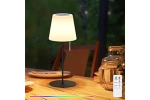 light to hope Lámpara de mesa LED solar inalámbrica para exteriores, regulable, 2700 K y RGB, IP44, resistente al agua, para dormitorio, jardín, mesa de comedor, balcón, hotel (negro)