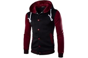 Duohropke Harajuku Veste universitaire pour homme Veste de loisirs Veste de sport Streetwear Col montant Poches Automne Printemps Veste de baseball Unisexe Veste bomber Veste de survêtement