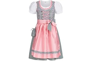 Nübler Dirndl Mädchen - 3 teiliges Set Dirndl Kleid mit Trachtenbluse und Schürze im traditionellen Stil - Moderne bayrische Tracht, Nicky Blau