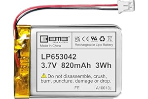 EEMB Batterie Lithium polymère 3,7V 820mAh 653042 Batterie Rechargeable lipo avec connecteur JST avec VXI Blue Parrott - vérifier la polarité de l'équipement et du connecteur Avant l'achat