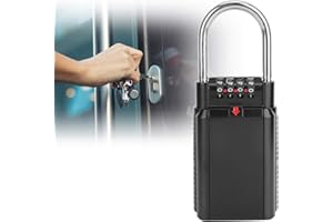 JENNGAOO Schlüsselschlossbox, Außenschließfach für Hausschlüssel - Schlüsselschloss-Aufbewahrungsschloss, große Kapazität mit abnehmbarer Schäkelschlaufe für den Außenbereich, Hotels, Schulen(Schwarz)