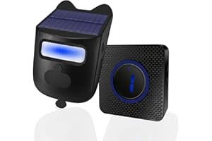 HoneTeek Alarma de entrada solar, sensor de movimiento inalámbrico de entrada con alcance de 600 pies, sensor de movimiento resistente a la intemperie y detector de movimiento para exteriores