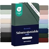 Dreamzie - Fitted sheet 150 x 190/200 cm adjustable - 100% microfibre | Petrol Green &middot; High Height 35 cm &middot; OEKO-TEX Certified