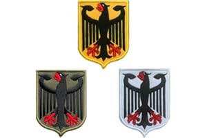 TUYATEZHI 3 Stück Adler-Schild Deutschland Flagge Patch Aufnäher Abnehmbare mit Stickereiverschluss Applikation Taktisch Militär Patch für Jacke Weste Kleidung Rucksäcke Baseballkappe Taschen